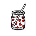 Vector hand drawn jar with magic love cocktail. Potion. Royalty Free Stock Photo